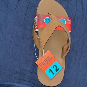 🌴Flojos Brava Men's Memory Sandals Foam Flip Flops Tan Size 12